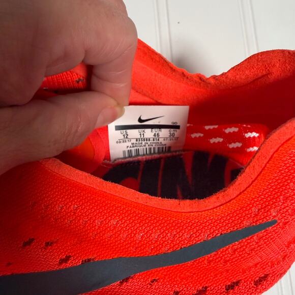 Nike Zoom Victory Elite 2 Men Sz 12 Track Spikes Red Orange Distance 835998-614 - Picture 5 of 7